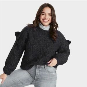 Old Navy Black Textured Sweater